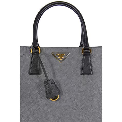 prada lux saffiano leather tote mercury and black|Prada saffiano lux tote small.